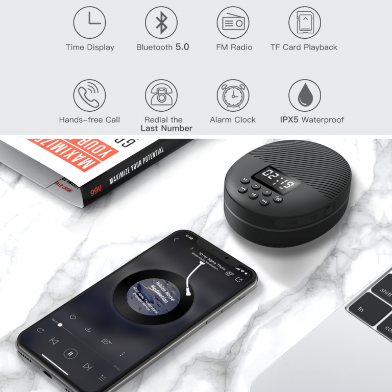 Waterproof Shower Speaker, AGPTEK Portable Bluetooth Speaker, Shower Radio with Bluetooth 5.0 
