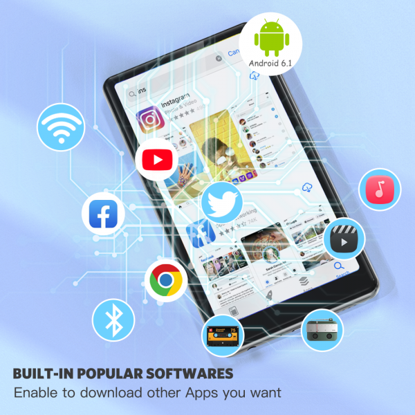 WiFi MP4 Player with Bluetooth, AGPTEK 5 inch Touch Screen 16GB Lossless MP3 Player,Support