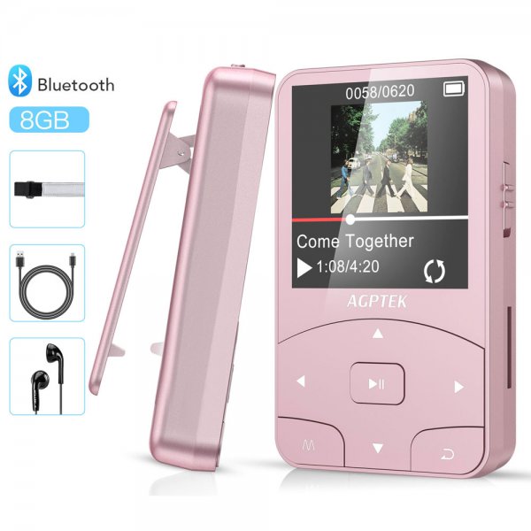 AGPTEK 8GB Mini Sport Musik Bluetooth MP3 Player mit Clip 30 Stunden Wiedergabe
