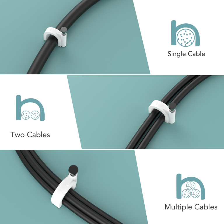 100 Pcs Round Cable Clips White Cable Management 8mm, AGPTEK Cable