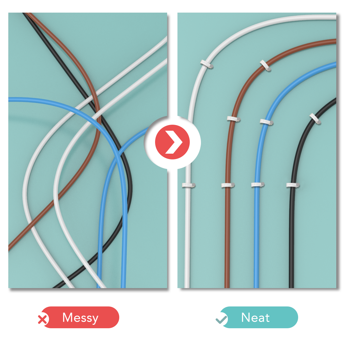 100 Pcs Round Cable Clips White Cable Management 8mm, AGPTEK Cable