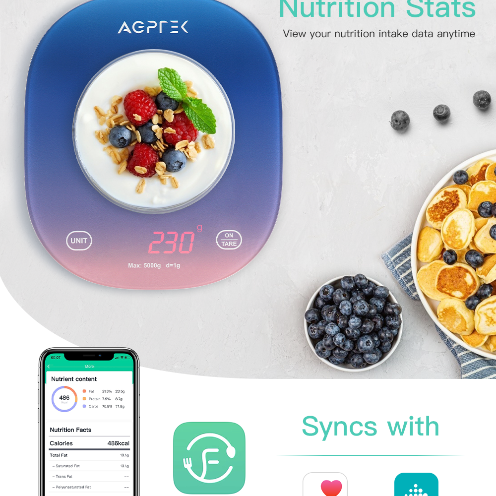 Smart Food Scale with Nutritional Calculator App, Digital Kitchen Scale for Food Weight Ounces and Grams, Bluetooth Calorie Scale for Weight Loss