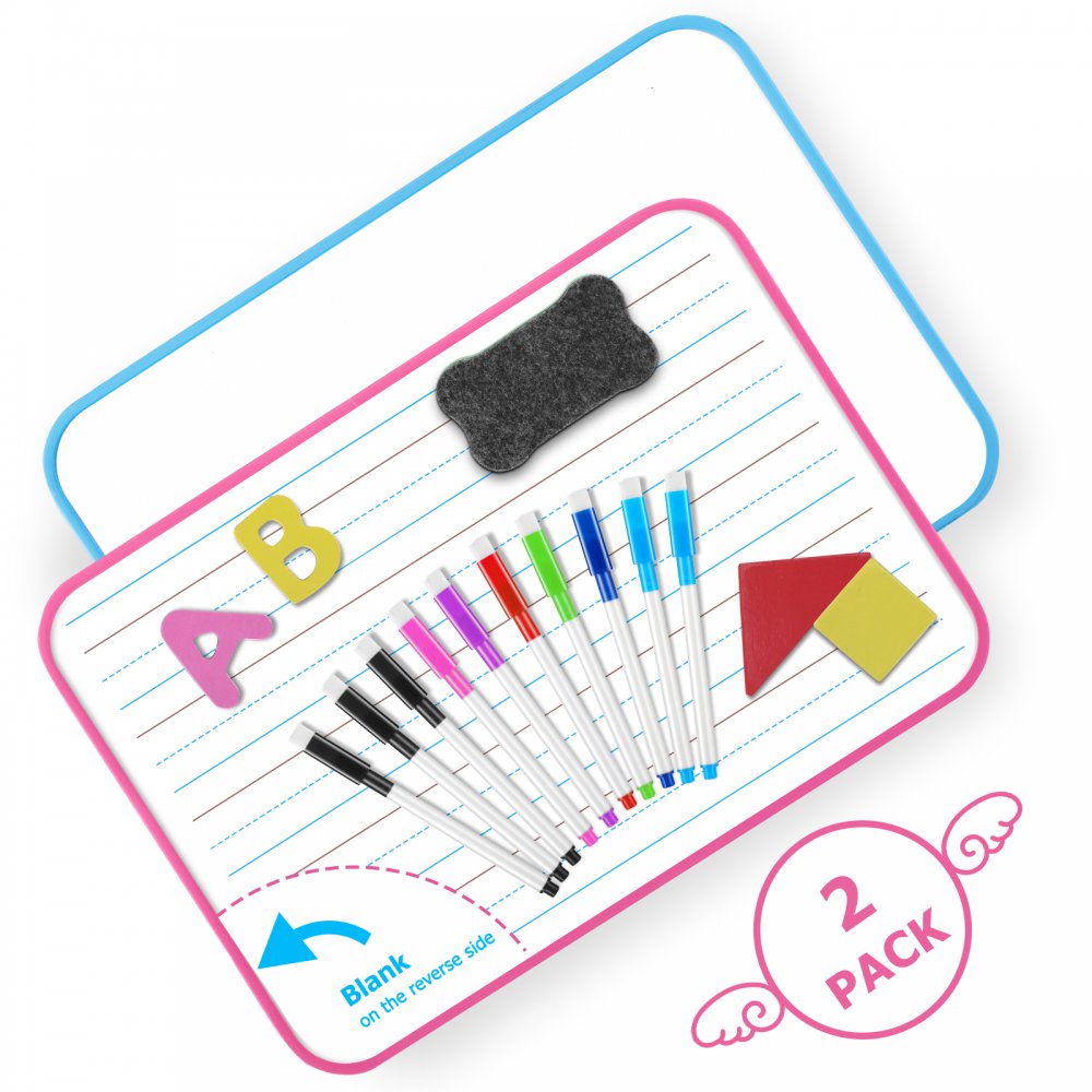 Home Aelfox 9 x 7 Inch Desktop Dry Erase Board School Double-Sided Magnetic Planner Whiteboard Reminder Board with Marker for Office Small Whiteboard with Stand 
