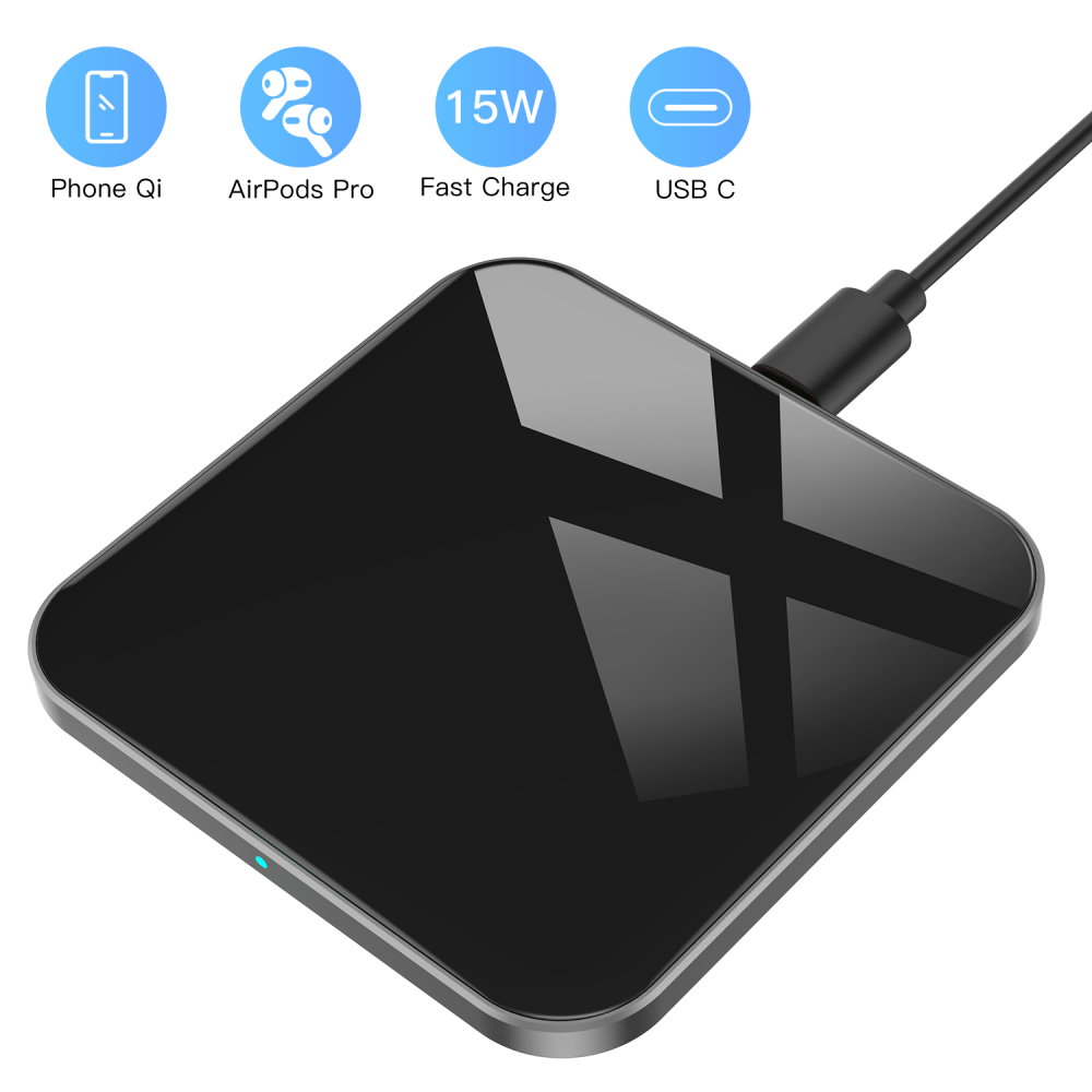 Limxems Chargeur sans Fil 15 W Universel Qi Charging Pad, Chargeur à  Induction Compatible avec iPhone 12/11 /11 Pro/XS/XS Max/XR/X /8/8 Plus,  Samsung