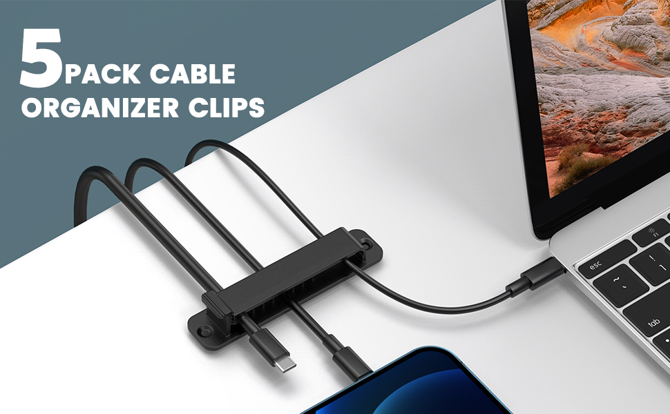 thumbnail image 2 of 10 Pack Self-Adhesive Cable Clips – Cord Organizer, USB Charger Holder, Desk Wire Management 2 of 6
