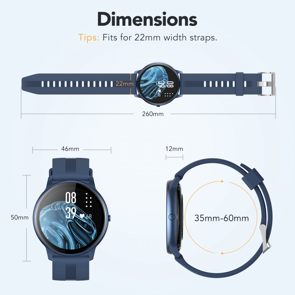 AGPTEK Montre Connectée Homme, Smartwatch Bluetooth 5.0 Sport Etanche IP68  Bracelet Connecté Fitness avec Tensiometre Fréquence Cardiaque Podomètre  Contrôle de la Musique pour iOS et Android-Noir : : High-Tech