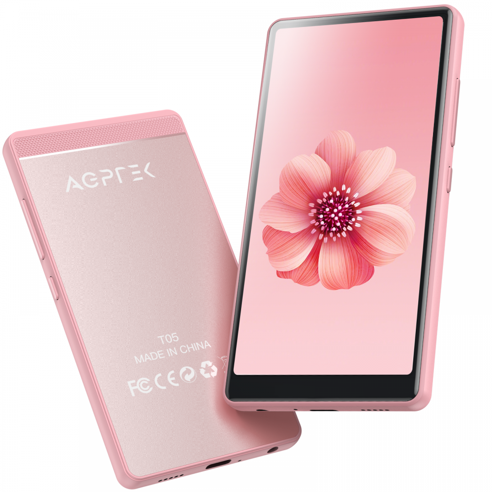 WiFi MP4 Player with Bluetooth, AGPTEK 4 inch Touch Screen 8GB Video Music  Player Support APPs, Spotify, FM Radio, up to 32GB, Pink