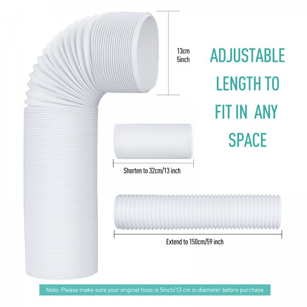 AGPTEK Exhaust Hose for Portable Air Conditioner, 5″ Diameter