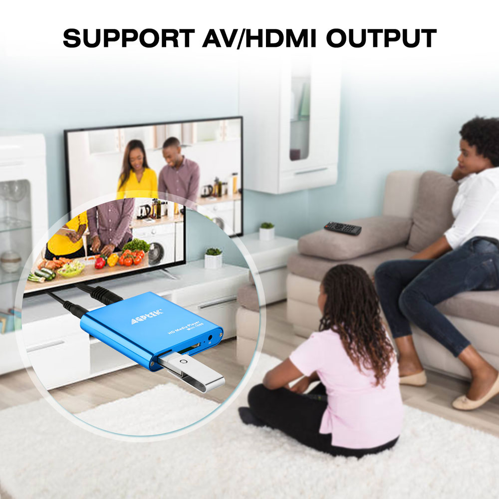 AGPTEK Reproductor multimedia de TV HDMI 4K a 30hz actualizado con un  control remoto más, con salida HDMI/AV/VGA, reproductor MP4 digital para  disco